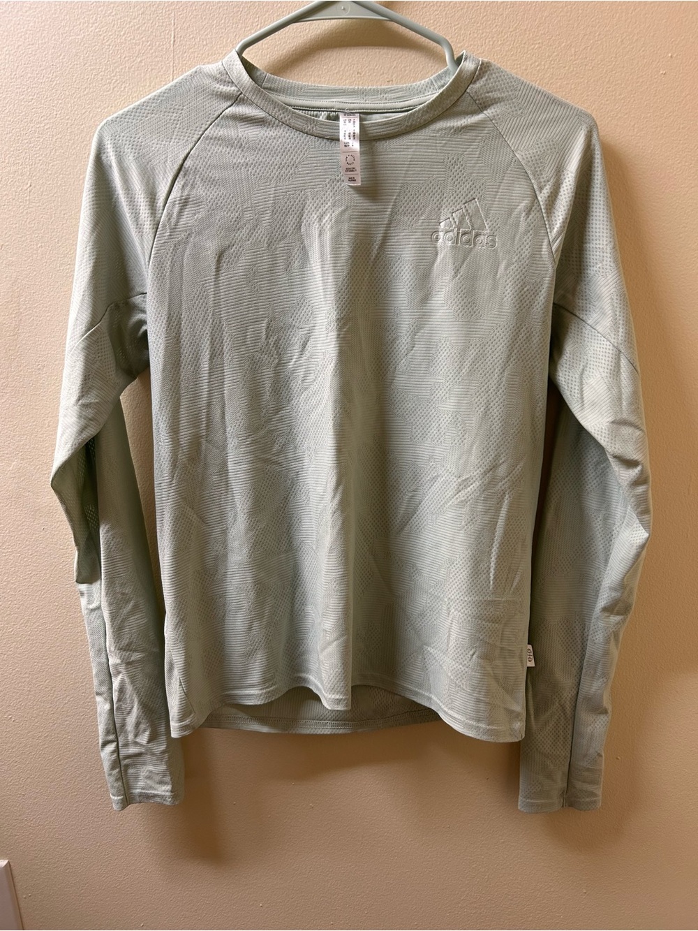 adidas Light Sage Green Long Sleeve Crew Top